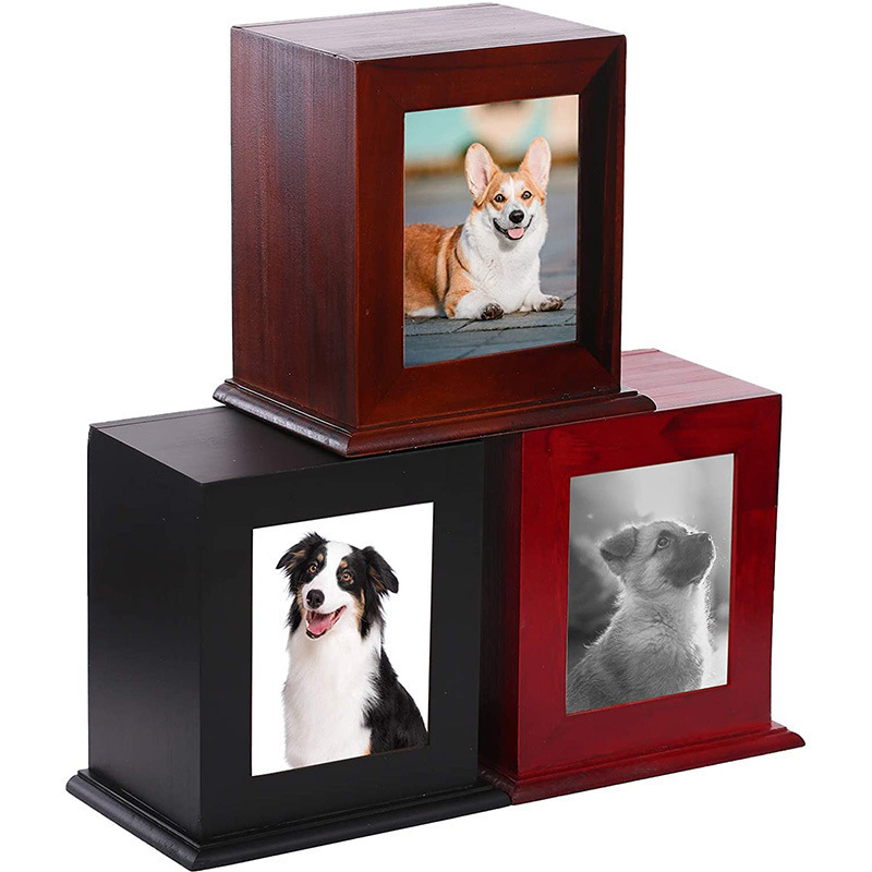 Wooden Pet Urn Multi-colour Pull out Small Animal Funeral Urn with Photo Frame Ashes Memorial Wooden Boxes