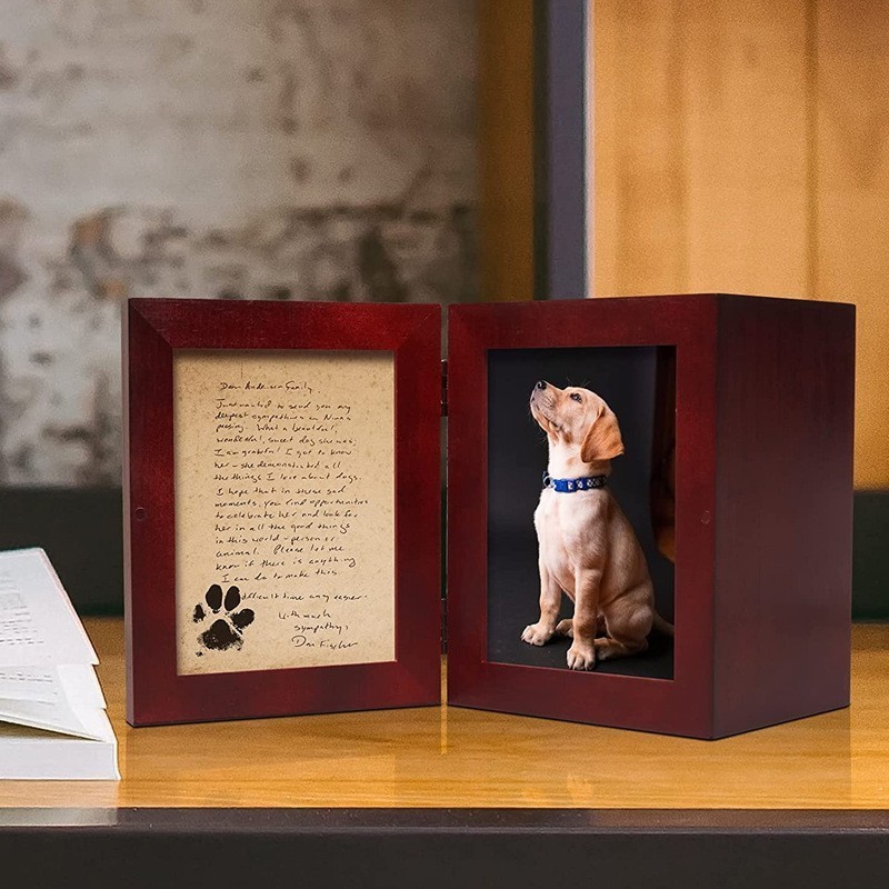 Wooden Urn Pet Memorial Animal Funeral Supplies Casket Storage Box Wholesale Cremation Urns with Photo Frame Pet Urn