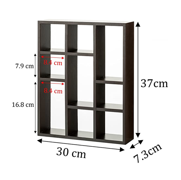 Wood Floating Shelves 9 Compartment Small Hanging Display Shelf Rustic Wall Mounted Freestanding Multi Slot Storage Shelving