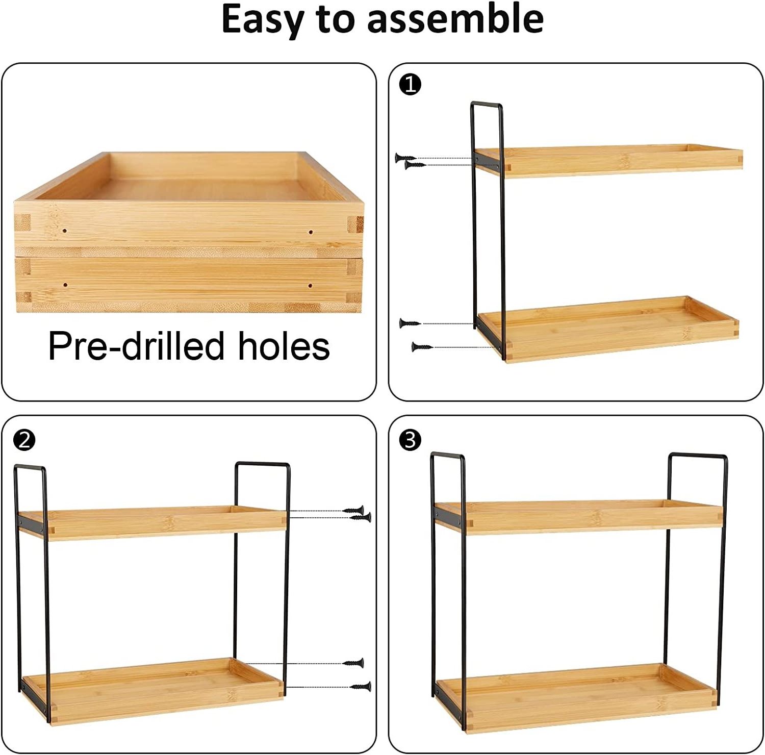 Wholesales Counter Shelf Multipurpose Bathroom Trays 2 Tier Wooden Bathroom Accessories Countertop Organizer