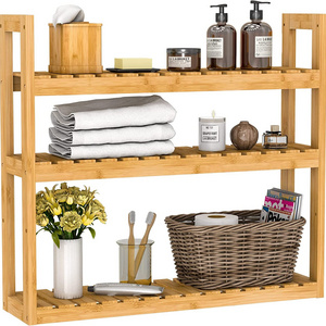 estantes de bano Bathroom Rack Organizer Floating Shelf Wall Mounted Hanging Holder Wall Storage Shelves Bamboo Bathroom Shelf