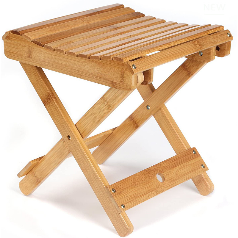 Folding Bamboo Step Stool for Shower, Leg Shaving and Foot Rest.Fully Assembled Wooden Bamboo Spa Bath Seat.