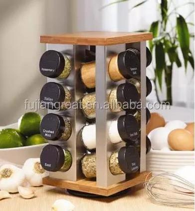 especiero Rotating Spice Rack 20 Seasoning Jars Stainless Steel Pice Container Standing Cabinet Seasoning Tower for Kitchen