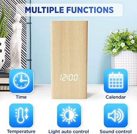 Wooden Desk Organizer Clock Pencil Holder Office Digital Clock Pen Holder and  Multifunctional  Pencil Holder With Clock