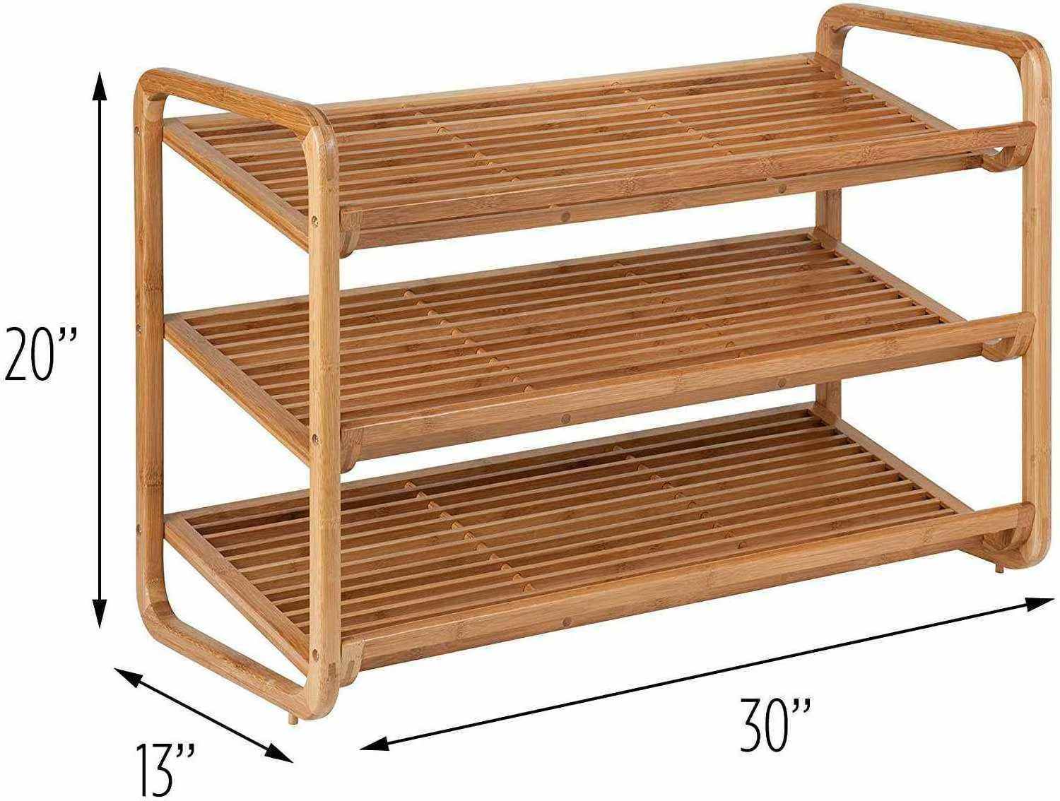 modern design 3 Tier multifunctional shoe holder shelf display storage organizer Adjustable bamboo wooden shoe rack for entry