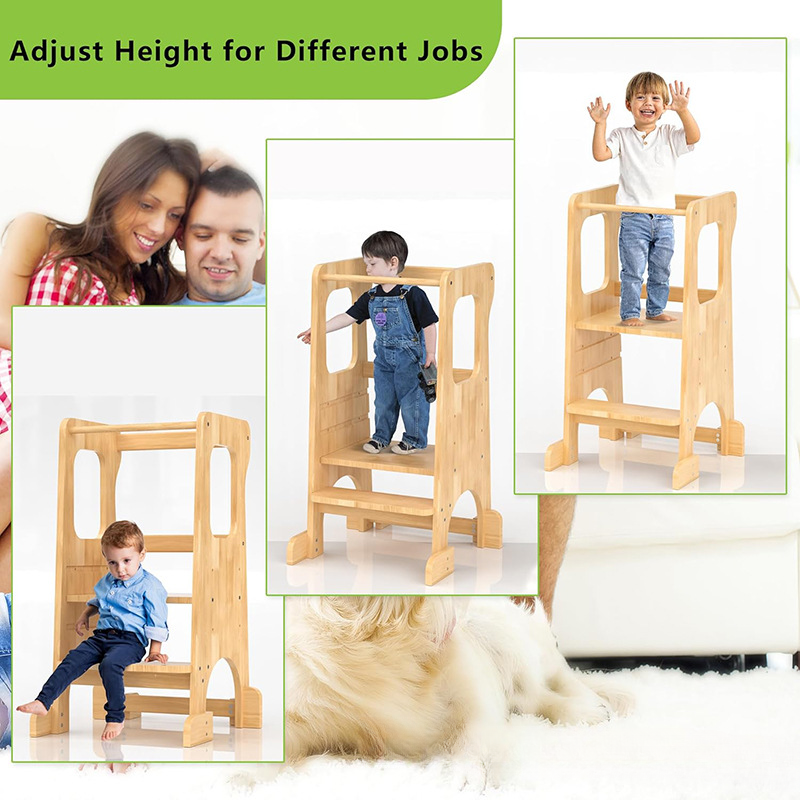 KIDS montessori wooden kitchen helper step learning tower klappbar children stool adjustable height foldable learning tower