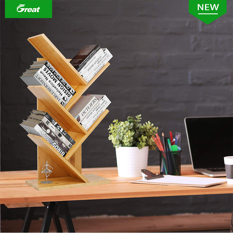 estantes de exhibidor 4-Tier Bamboo Book Stand Rack shelf.Free-Standing Multi-functional Bamboo Storage Rack Holder&Display Rack