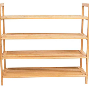 Bamboo Shoe Rack 4 Tier Wood Closets and Entryway Organizer Fits 12 Pairs of Shoes