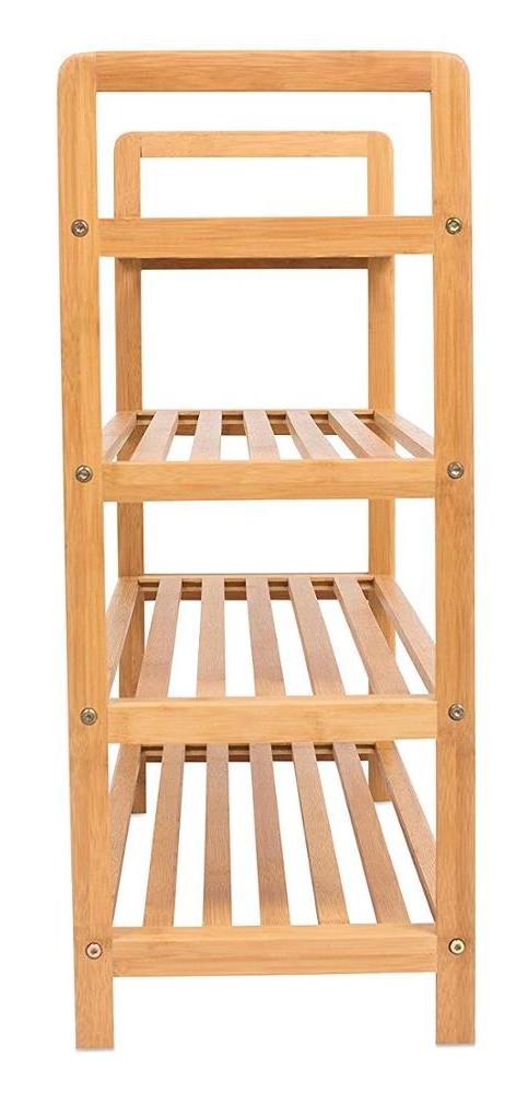 Bamboo Shoe Rack 4 Tier Wood Closets and Entryway Organizer Fits 12 Pairs of Shoes