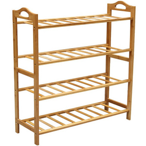 Factory Wholesale Bamboo Shoe Shelf 4 Tier Entryway Shoe Rack