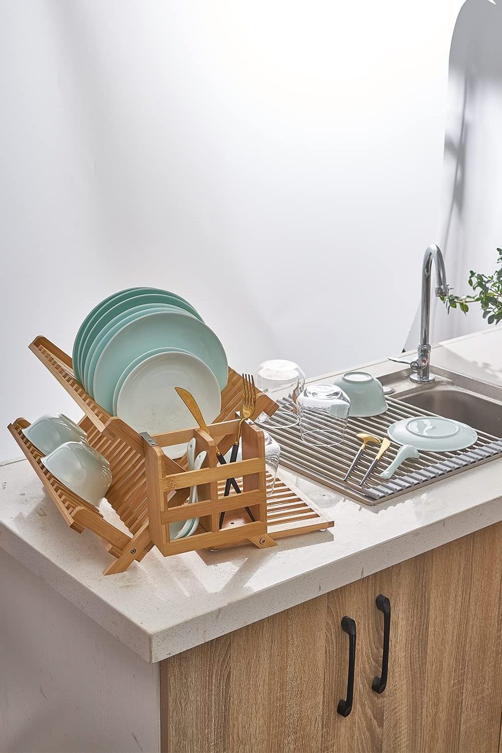 3 tier Plate Rack collapsible dish drainer over sink foldable dish drying drainer rack set kitchen organizer sink dish rack