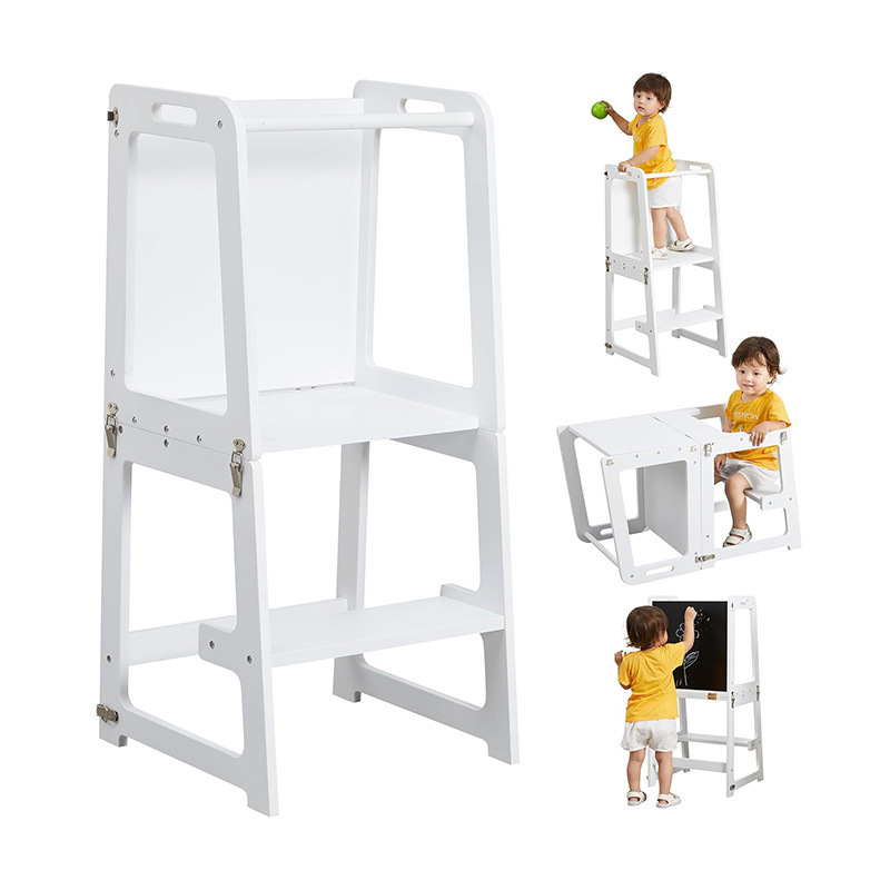 KIDS montessori wooden kitchen helper step learning tower klappbar children stool adjustable height foldable learning tower