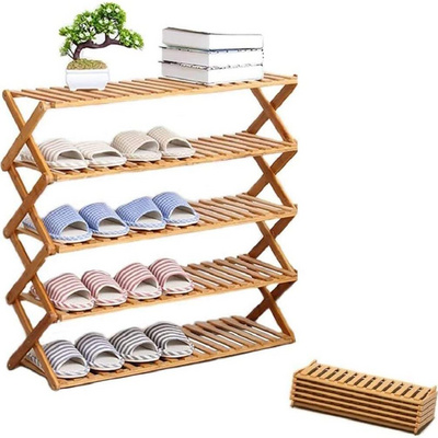 etagere de rangement chaussure collapsable shoe rack Foldable Shoe Shelf Storage Organizer 5 Tier Multi Function Bamboo Shoe Rac