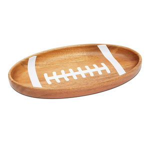 Bamboo Serving Platter for Desserts/Snacks/Appitizer Plate.Football Shape Bamboo Dish for Multi-use Food Serving,Best Gifts Idea