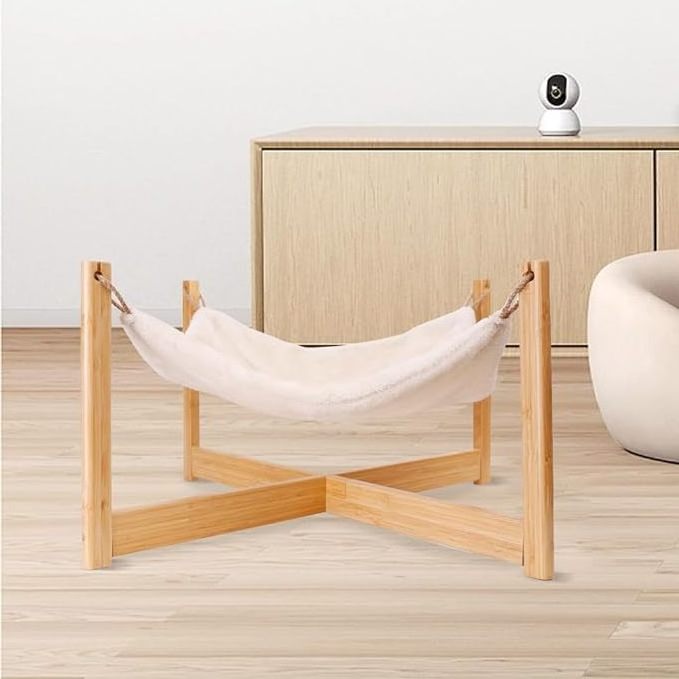 custom brand pet cat hammock swing wholesale low price eco friendly bamboo animals bed for pet with cushion