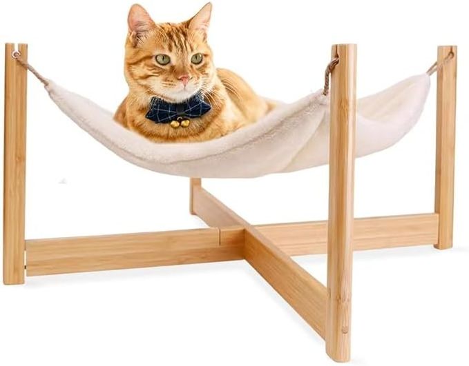 custom brand pet cat hammock swing wholesale low price eco friendly bamboo animals bed for pet with cushion