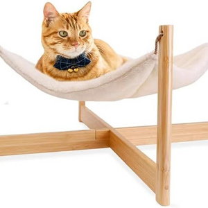 custom brand pet cat hammock swing wholesale low price eco friendly bamboo animals bed for pet with cushion