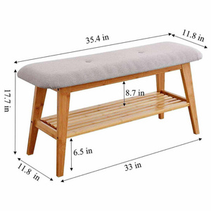 Solid Wood Bamboo Shoe Rack Entryway Bench Shoe Rack Bench with 2 tire Storage Organizer shoe bench with seat