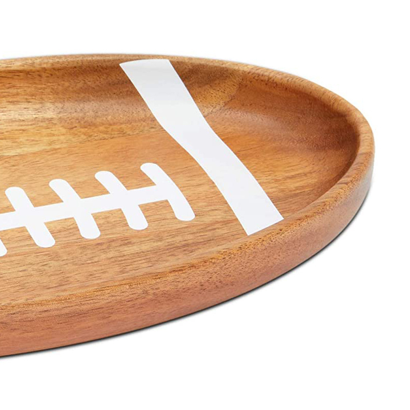 Bamboo Serving Platter for Desserts/Snacks/Appitizer Plate.Football Shape Bamboo Dish for Multi-use Food Serving,Best Gifts Idea