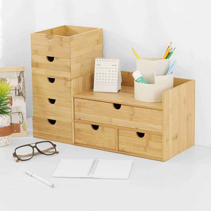 Mini Bamboo Desk Drawer Tabletop Storage Organization Box  Original Bamboo Desk Organizer for Office Home