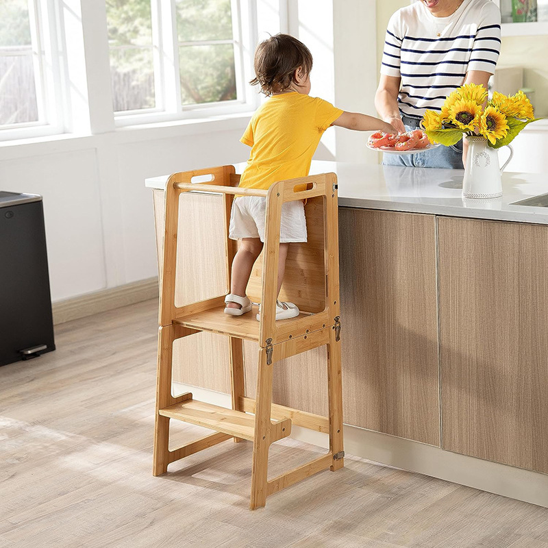 KIDS montessori wooden kitchen helper step learning tower klappbar children stool adjustable height foldable learning tower