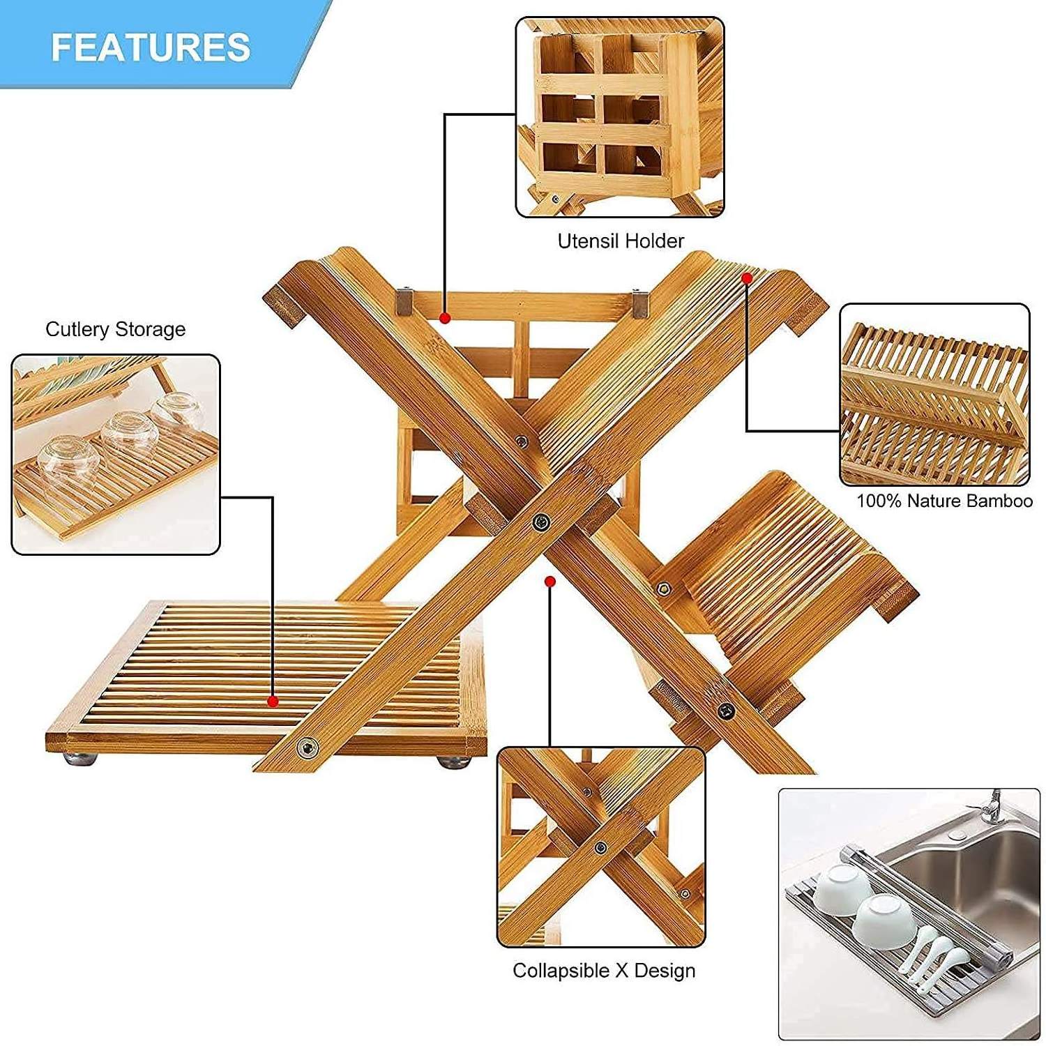 3 tier Plate Rack collapsible dish drainer over sink foldable dish drying drainer rack set kitchen organizer sink dish rack