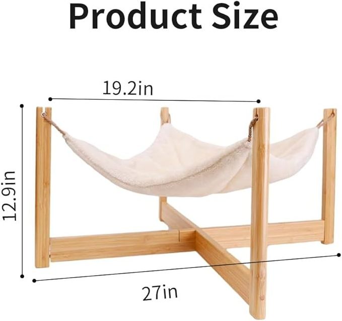 custom brand pet cat hammock swing wholesale low price eco friendly bamboo animals bed for pet with cushion