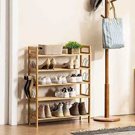 sapateira organizador de sapatos yz Wooden Bamboo Shoe Rack rangement de chaussures en bois pliable shoe shelf for Entryway