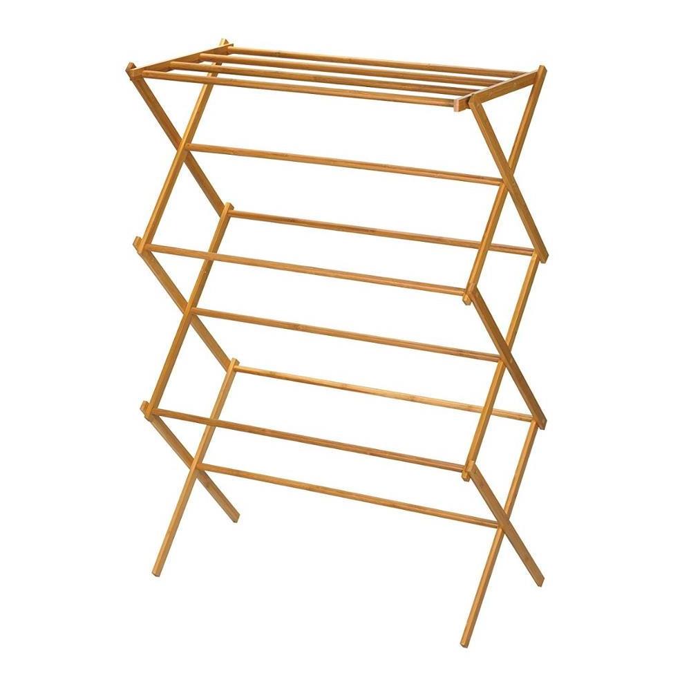 Tall Indoor Folding Wooden Clothes Drying Rack