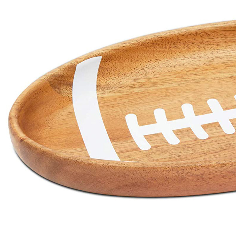 Bamboo Serving Platter for Desserts/Snacks/Appitizer Plate.Football Shape Bamboo Dish for Multi-use Food Serving,Best Gifts Idea