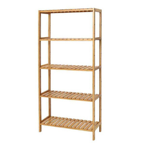 Bamboo 5 Tier Storage holder Shelving Rack Utility Shelf Multifunctional Adjustable Height Storage Shelf Bathroom Organizer