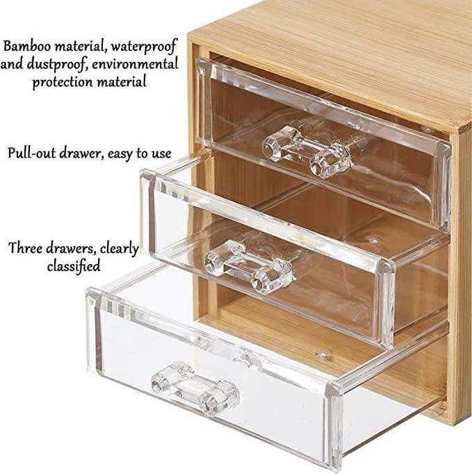 make-up storage boxes & bins Countertop Drawer  Mini 3 Drawer makeup Vanity Organizer cosmetic Storage Organization Drawers