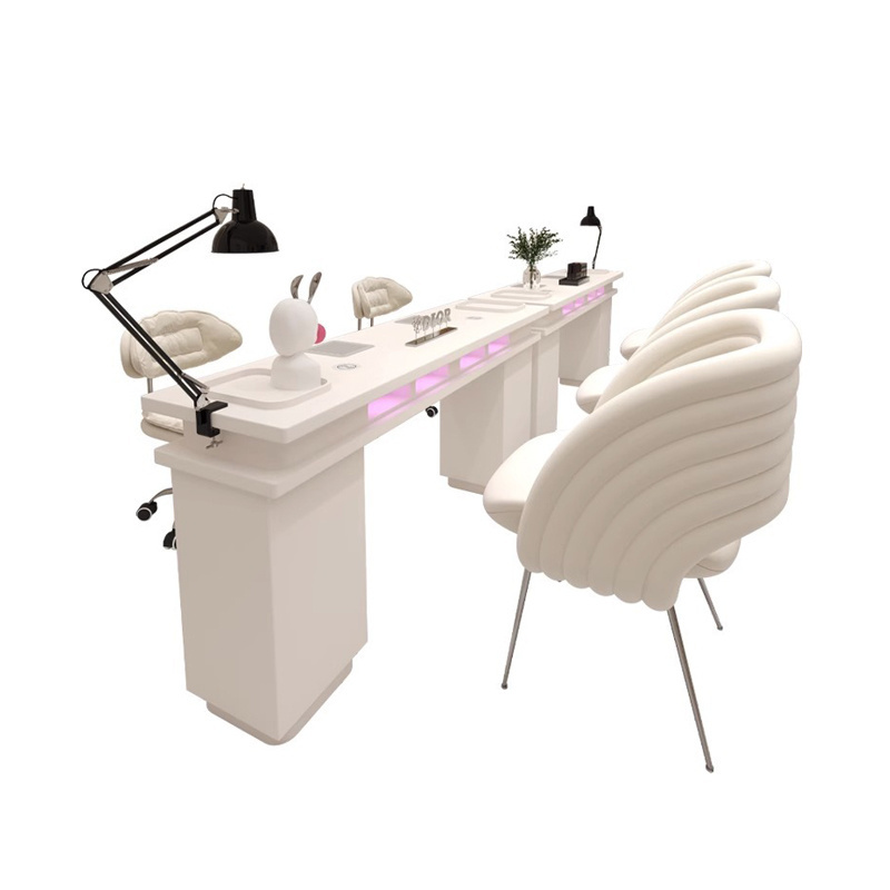 Manicure Table and Chair Set Double Seat Sofa Chair Light Luxury Manicure Desk Premium Nordic Double Marble Metal Aluminum