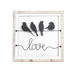 HYKING Farmhouse Wood And Metal Cottage Decoration Bird Love Home Wall Decor