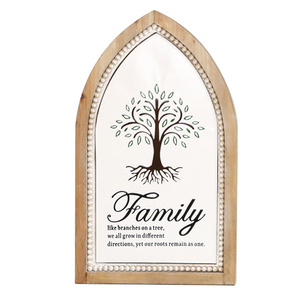 HYKING Vintage Embossed Metal Antique Arch Wood Frame Modern Decoration Home Family Tree Wall Decor