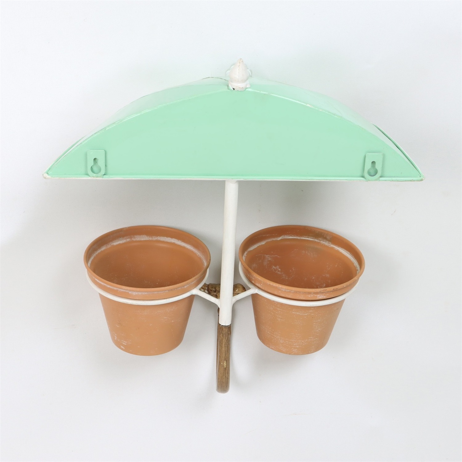 14*7*15 Inch Metal Umbrella Hanging Wall Planter Holder Garden Outdoor Decoration Wall Hanging Pots for Plants Green