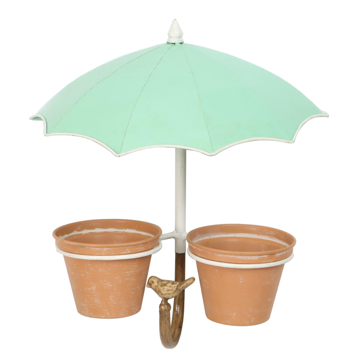 14*7*15 Inch Metal Umbrella Hanging Wall Planter Holder Garden Outdoor Decoration Wall Hanging Pots for Plants Green