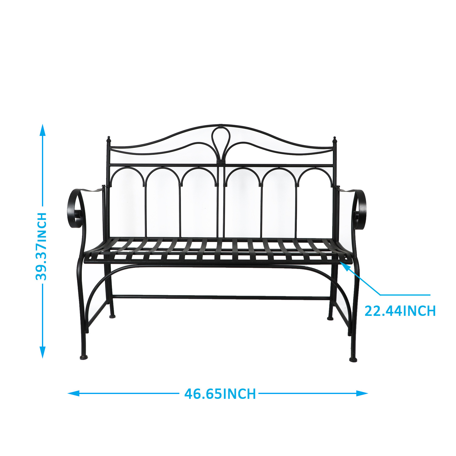 Outdoor Patio Bench Metal Porch Clearance Work Entryway Steel Frame Furniture Garden Bench for Yard