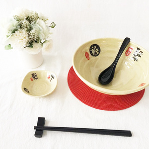 Custom Melamine Noodle Bowl With Chopsticks and spoon Set 3Pcs Large Japanese  9 Inch Ramen Bowl