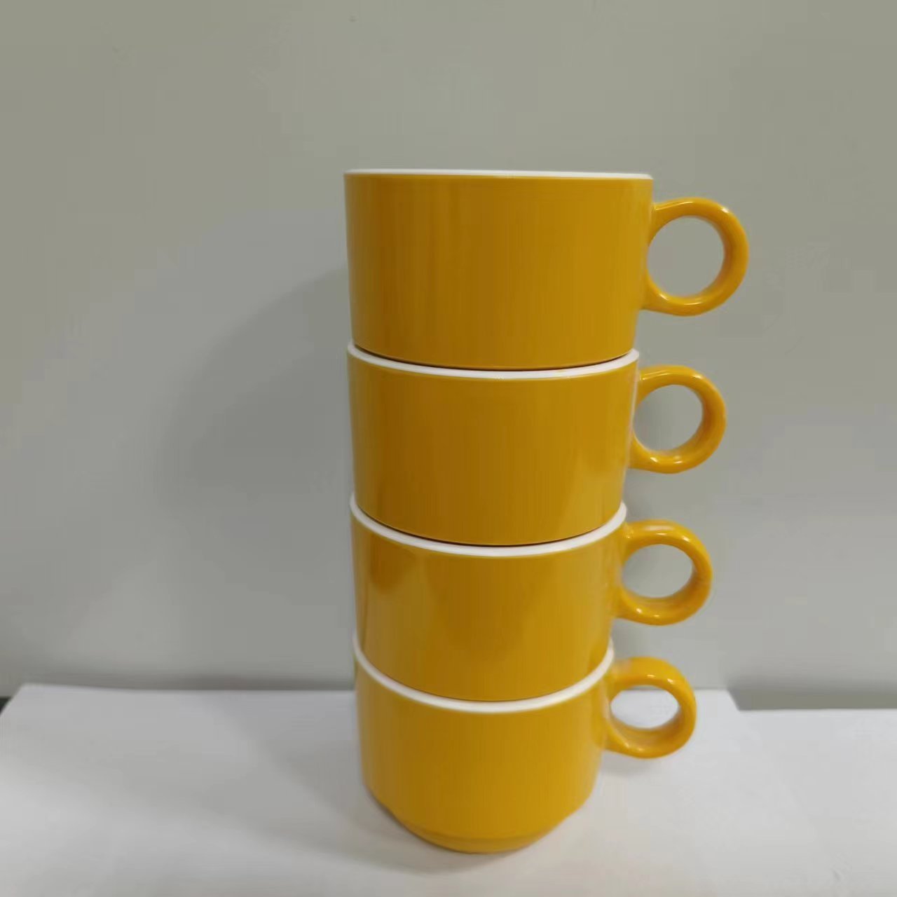 Custom Logo Nordic Simple Style Couple Melamine  Two tone  Tea Coffee Drinking Mug Yellow Cup