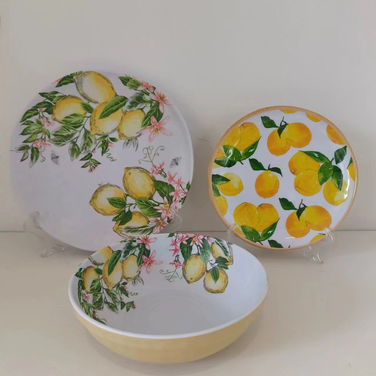 Wholesale Lemon Tree Design  Home Restaurant 7/8/9/10 Inch Melamine Plate Kitchen Dishes Dinner Plates