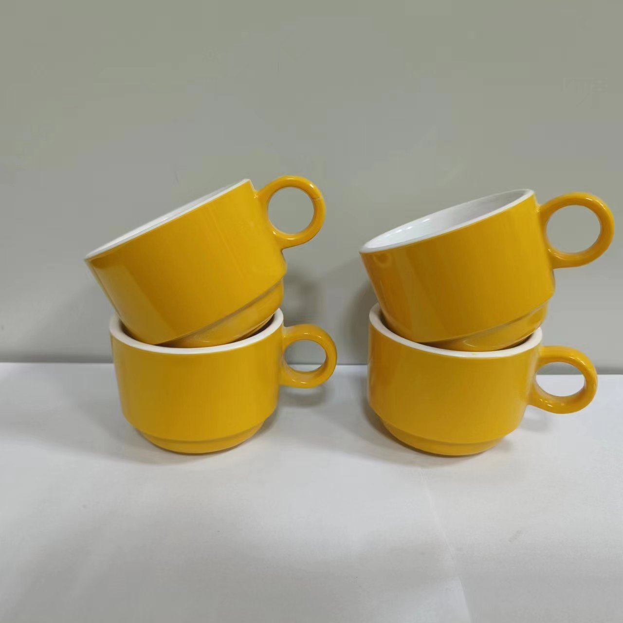 Custom Logo Nordic Simple Style Couple Melamine  Two tone  Tea Coffee Drinking Mug Yellow Cup