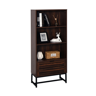 Metal Frame Bookshelf 3 tiers Bookcase Wooden Book Storage