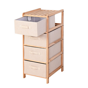 Fabric Dresser Wooden Frame Organizer with 4 Drawers Fabric Dresser Tower for Bedroom