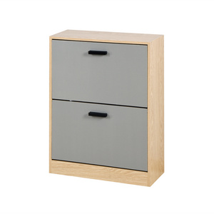 Two Tier Outside Four Layers Inside Easy to Pull Out Wooden Shoe  Cabinet Modern MDF Shoe Rack