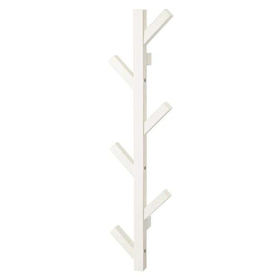 Hot sale pine wood six hooks black or white custom wooden wall mounted kids coat rack for home