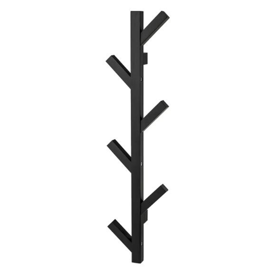 Hot sale pine wood six hooks black or white custom wooden wall mounted kids coat rack for home