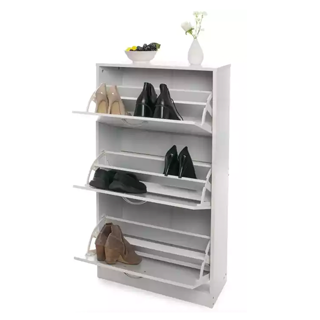 Hot sale living room white 3 tier shoe rack storage organizer  cabinet modern with handle