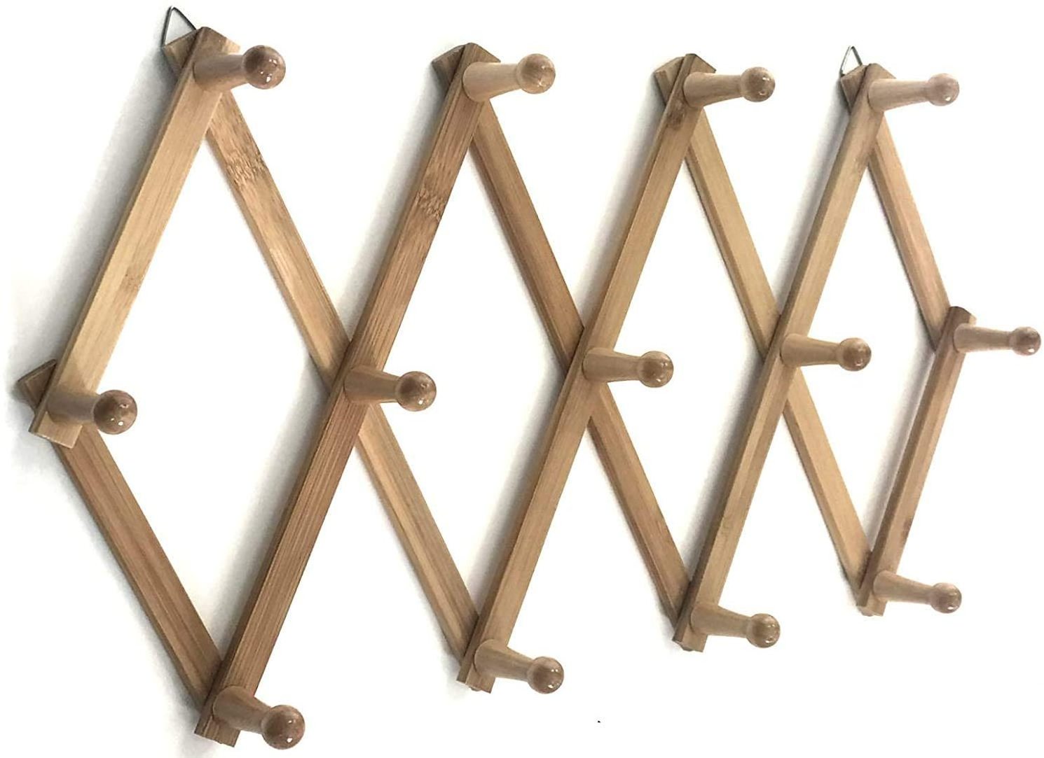 Factory wholesale Excellent Quality 13 Pegs Expandable Wall Mounted bamboo Coat Rack