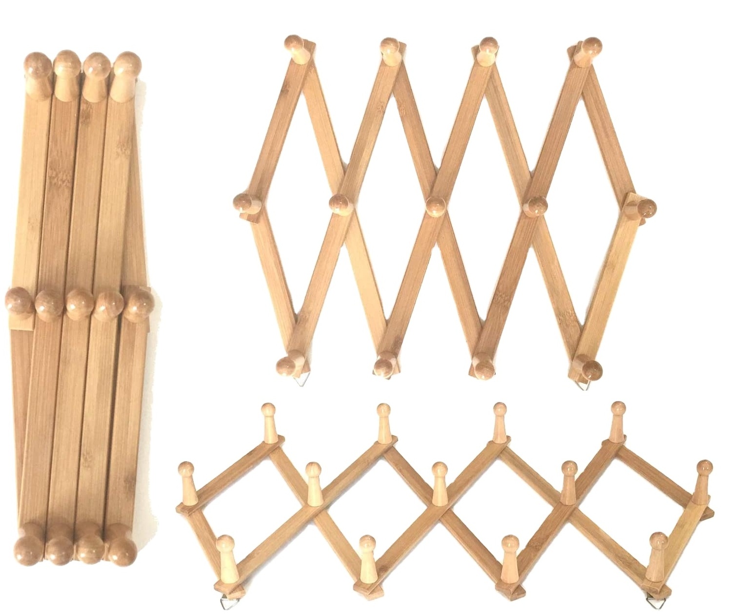 Factory wholesale Excellent Quality 13 Pegs Expandable Wall Mounted bamboo Coat Rack